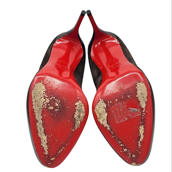 Christian Louboutin Gaetanina Suede & Leather Paneled Ankle Boots Brown 37 - Picture 14 of 16